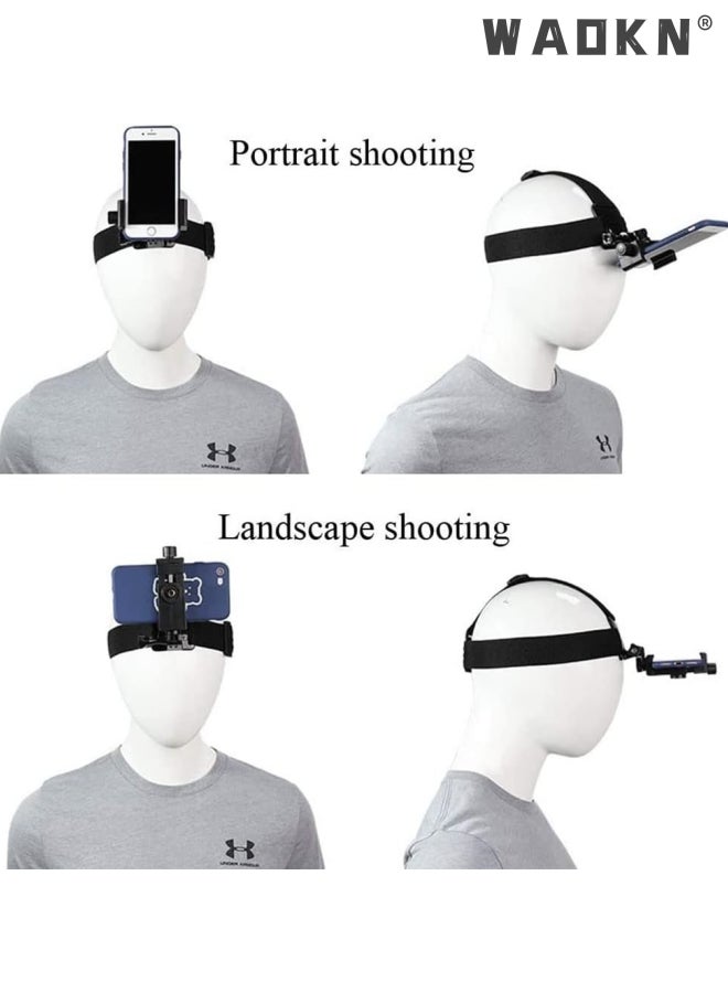 WAOKN Head-Mounted Mobile Phone Holder, Head Strap Holder Kit, First-Person View Video Shooting Bracket with Phone Clip(4"-7"), for Filming Video Compatible for iPhone Smartphones and Action Camera - Image 4