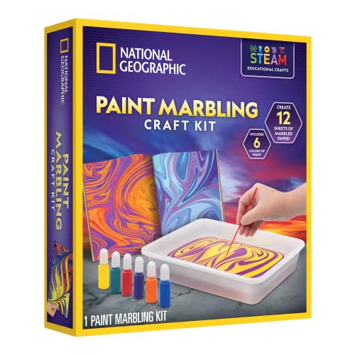 Blue Marble National Geographic Marbling Art Kit - Create 12 Sheets of Marble Art with Paints & Water, Crafts for Kids, Amazon Exclusive - Image 1
