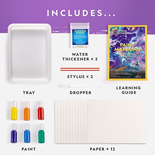Blue Marble National Geographic Marbling Art Kit - Create 12 Sheets of Marble Art with Paints & Water, Crafts for Kids, Amazon Exclusive - Image 5