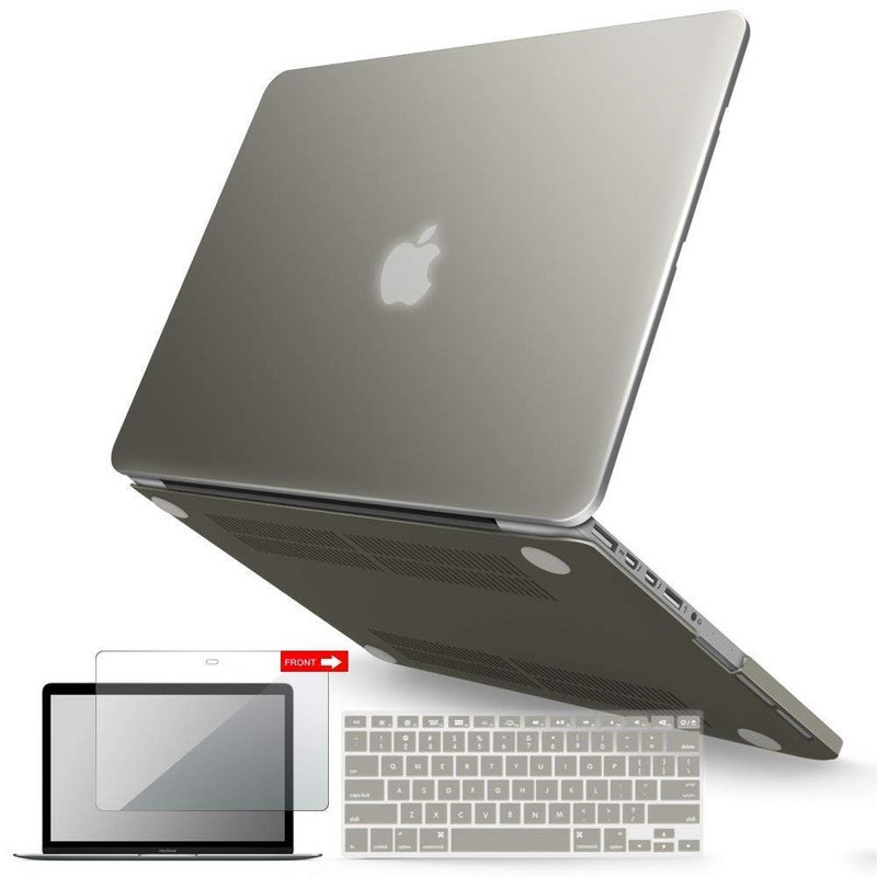 iBenzer غطاء IBENZER متوافق مع ماك بوك برو 13 بوصة 2015 2014 2013 نهاية 2012 A1502 A1425 غلاف صلب غطاء لوحة المفاتيح واقي شاشة للإصدار القديم من آبل ماك ريتينا 13 رمادي R13GY2