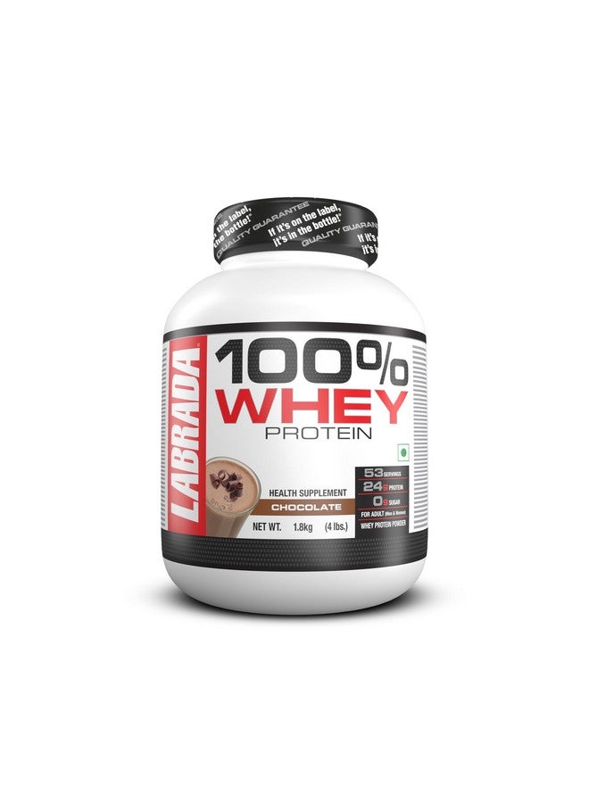 LABRADA 100% Whey Protein 4 Lbs (1.8 Kg) (Chocolate) (24G Protein, 0G Sugar, Whey Protein Concentrate, 53 Servings) - Image 1