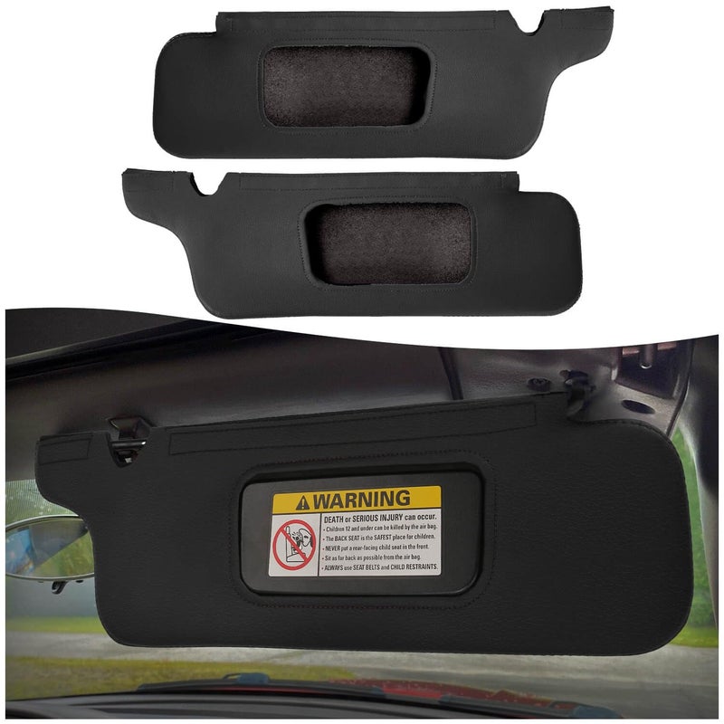 KBH Sun Visor Cover for Ford Mustang 19942004 Vinyl Leather Trim Car Sunvisor Protector Covering Left and Right Side AntiScratch Black Leather Covers Only
