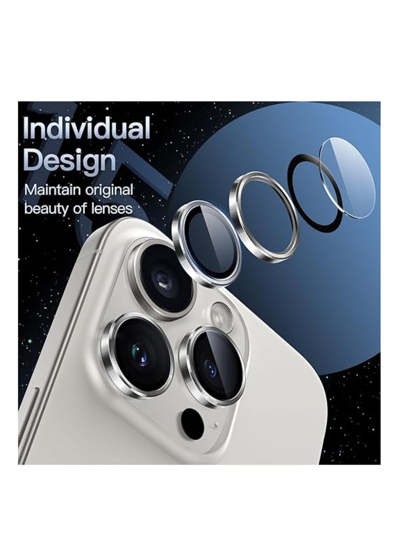 DIGI CORE iPhone 15 Pro Camera Lens Protector Compatible With Apple iPhone Keep Original Camera HD Glass iPhone 15 Pro Max Camera Lens Protector (White Titanium,15 Pro-15 Pro Max) - Image 3