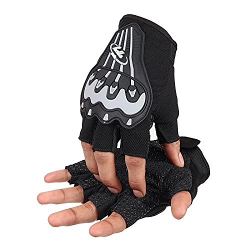 ZAYSOO Off-Road Riding Leather Gym Gloves for Professional Weightlifting, Fitness Training and Workout | with Half-Finger Length, Wrist Wrap for Protection | and Tactical Thumb, Black - Image 1