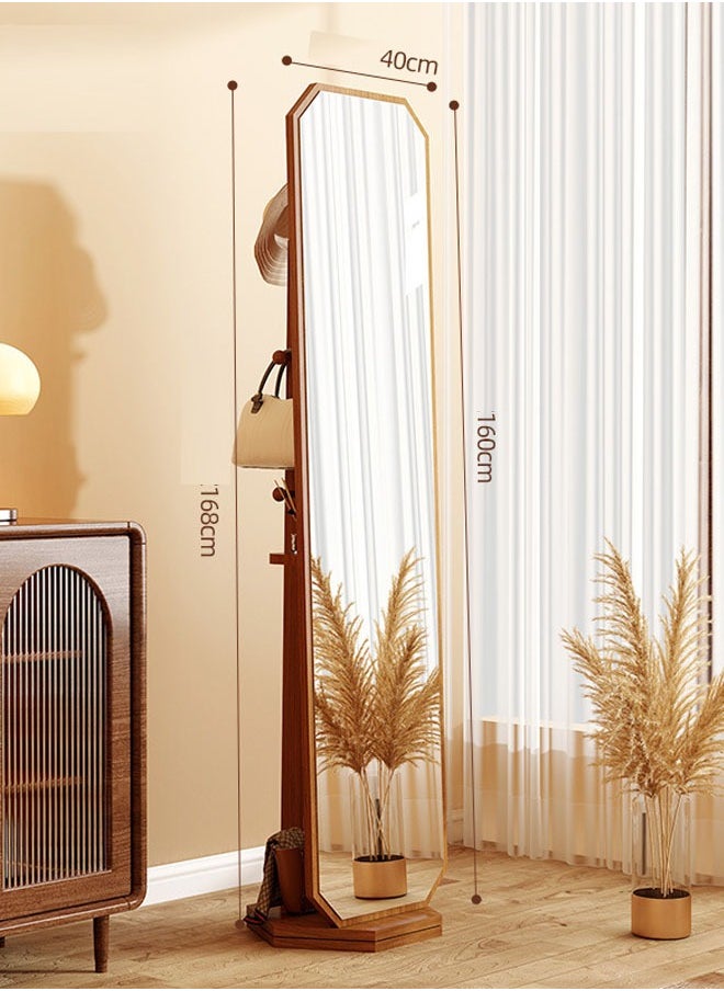 keke - Antique-Style Rotating Full-Length Mirror with Integrated Coat & Storage Rack – Unique Shaped Floor Mirror for Bedroom & Living Room - Image 1