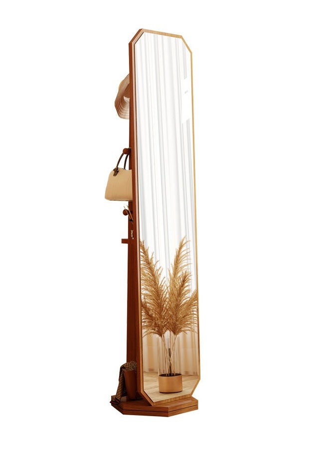 keke - Antique-Style Rotating Full-Length Mirror with Integrated Coat & Storage Rack – Unique Shaped Floor Mirror for Bedroom & Living Room - Image 1