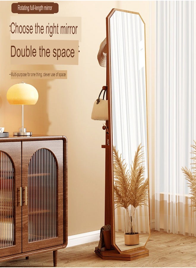 keke - Antique-Style Rotating Full-Length Mirror with Integrated Coat & Storage Rack – Unique Shaped Floor Mirror for Bedroom & Living Room - Image 1