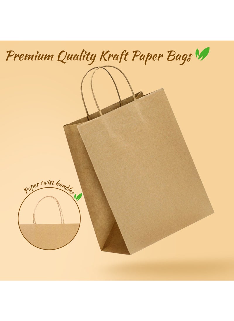 Hi Care - Hi-Care  Kraft Paper Bags - 50pcs Brown Gift Bags With Handles 100gsm Paper Bags, Shopping Bags, Kraft Bags,Party Bag ,Reusable Paper Bag - Image 1