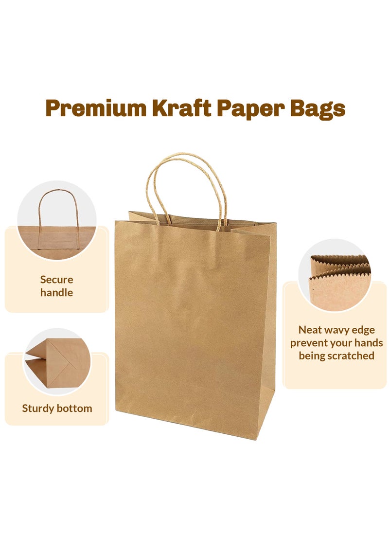 Hi Care - Hi-Care  Kraft Paper Bags - 50pcs Brown Gift Bags With Handles 100gsm Paper Bags, Shopping Bags, Kraft Bags,Party Bag ,Reusable Paper Bag - Image 1
