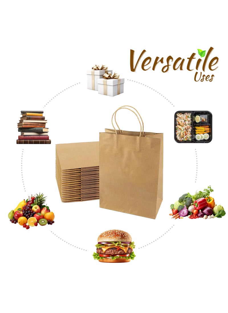 Hi Care - Hi-Care  Kraft Paper Bags - 50pcs Brown Gift Bags With Handles 100gsm Paper Bags, Shopping Bags, Kraft Bags,Party Bag ,Reusable Paper Bag - Image 1