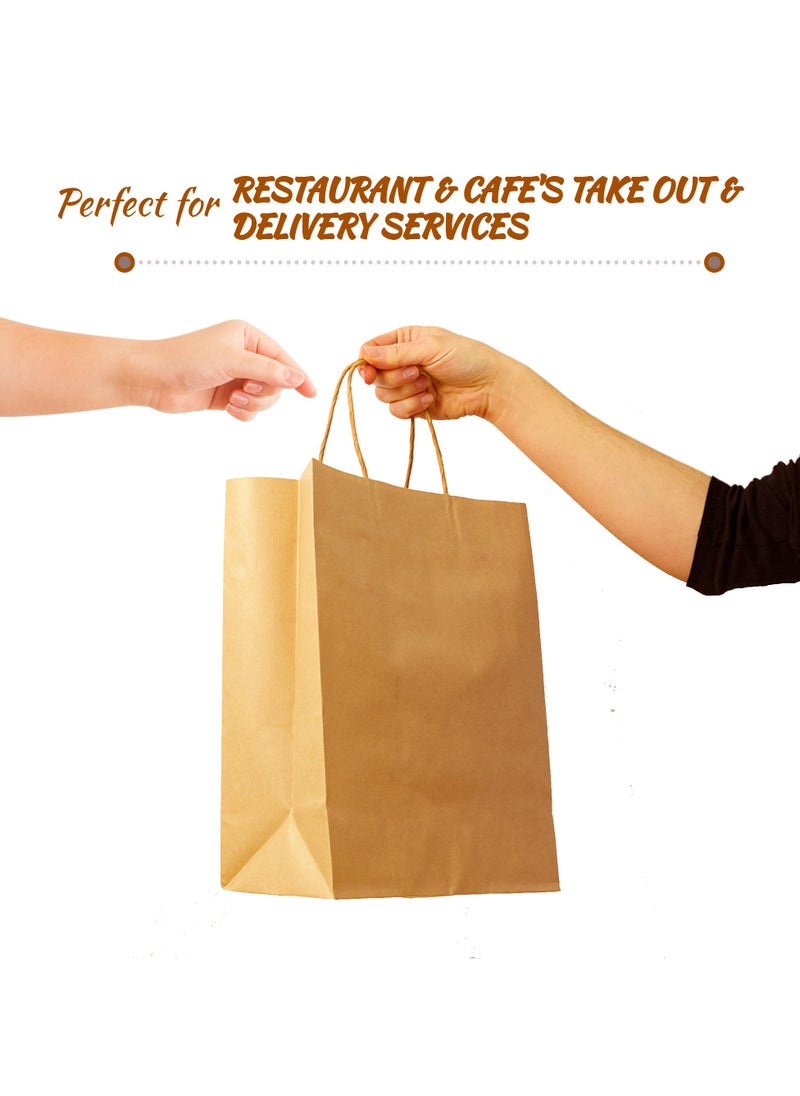Hi Care - Hi-Care  Kraft Paper Bags - 50pcs Brown Gift Bags With Handles 100gsm Paper Bags, Shopping Bags, Kraft Bags,Party Bag ,Reusable Paper Bag - Image 1