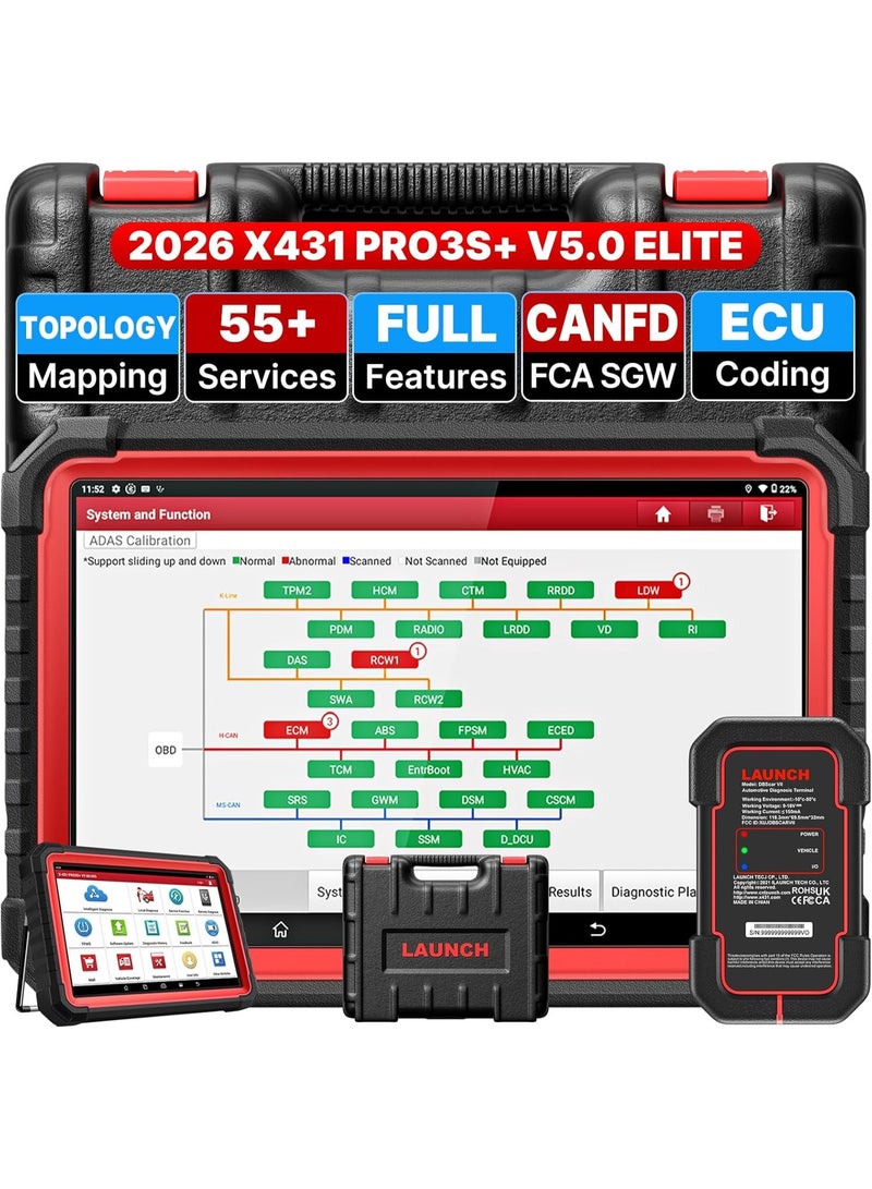 LAUNCH X431 PRO3S+ V5.0 Scanner, 2026 Upgrade All-in-One Scan Tool, Topology Mapping, ECU Coding, Bidirectional Control - Image 1