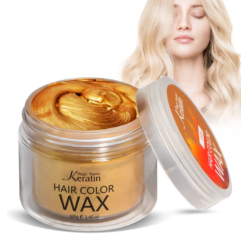 Magic Master Keratin Temporary Hair Color Wax Blonde Golden, Magic Master Keratin Hair Dye Paint Wax, 3.4 Fl Oz Natural Washable Temporary Hair Color for Kids Girls Women & Men,Party, Cosplay, Festival & Halloween - Image 1