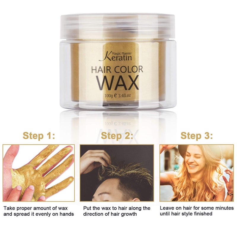 Magic Master Keratin Temporary Hair Color Wax Blonde Golden, Magic Master Keratin Hair Dye Paint Wax, 3.4 Fl Oz Natural Washable Temporary Hair Color for Kids Girls Women & Men,Party, Cosplay, Festival & Halloween - Image 4
