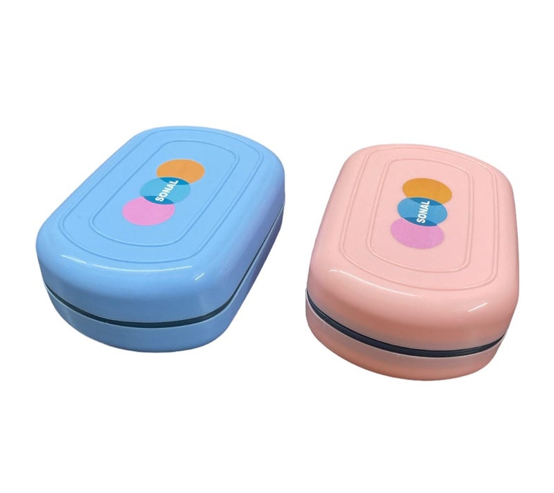CSM Portable Waterproof Leakproof Plastic Soap Box Case Holder for Outdoors Travel Home Use Pack of 2 Standard SizePink Blue - Image 3