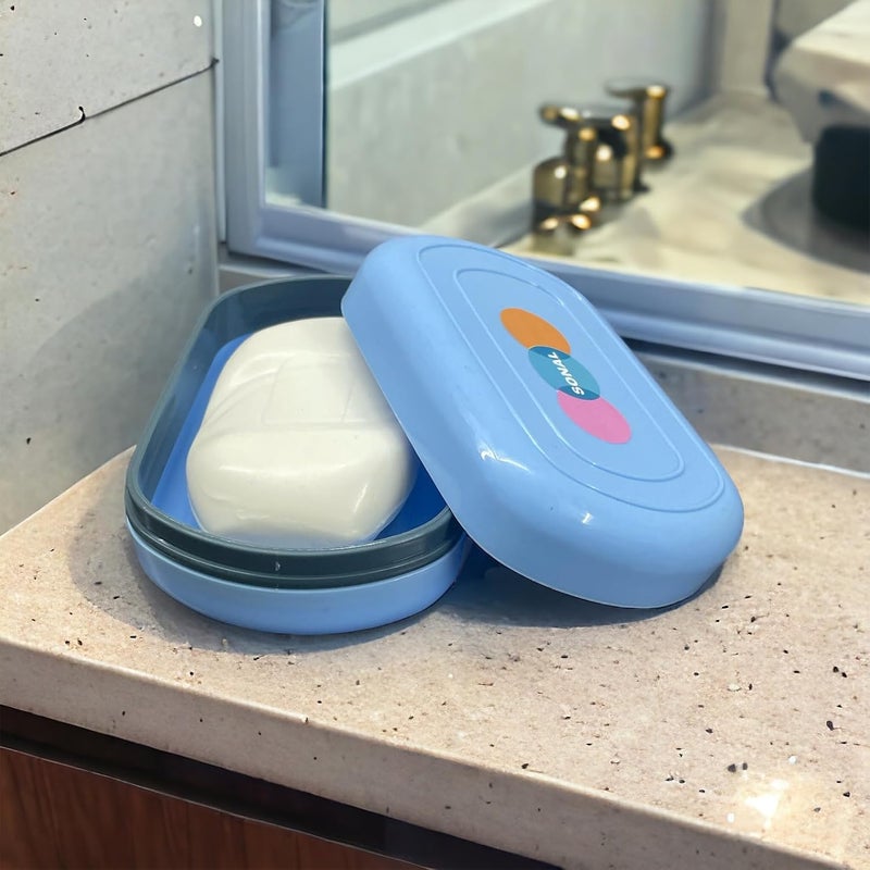 CSM Portable Waterproof Leakproof Plastic Soap Box Case Holder for Outdoors Travel Home Use Pack of 2 Standard SizePink Blue - Image 5