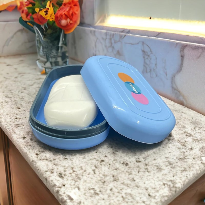 CSM Portable Waterproof Leakproof Plastic Soap Box Case Holder for Outdoors Travel Home Use Pack of 2 Standard SizePink Blue - Image 4