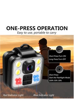 KASTWAVE Mini Body Camera, 1080P Portable Video Camera Outdoor Sports Wireless Wearable Camera, 3 Led Modes Flashlight HeadLamp Waterproof Body Worn Camera with Time Stamps for Riding, Running  - Image 3
