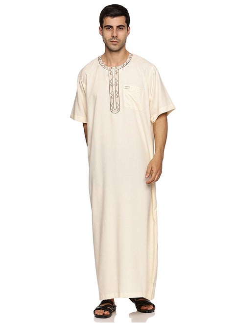 Men's Round Neck Short Sleeves Jalabiya for Men - Men's Short Sleeve Robe/Thobe-Mix Color3