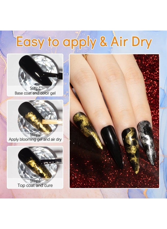 MIZHSE Marble Gel Nail Polish, 12 Colors Blooming Gel Marble Ink Nails Watercolor Magic Blossom Nail Polish For Nail Salon Home DIY 7ml - Image 2