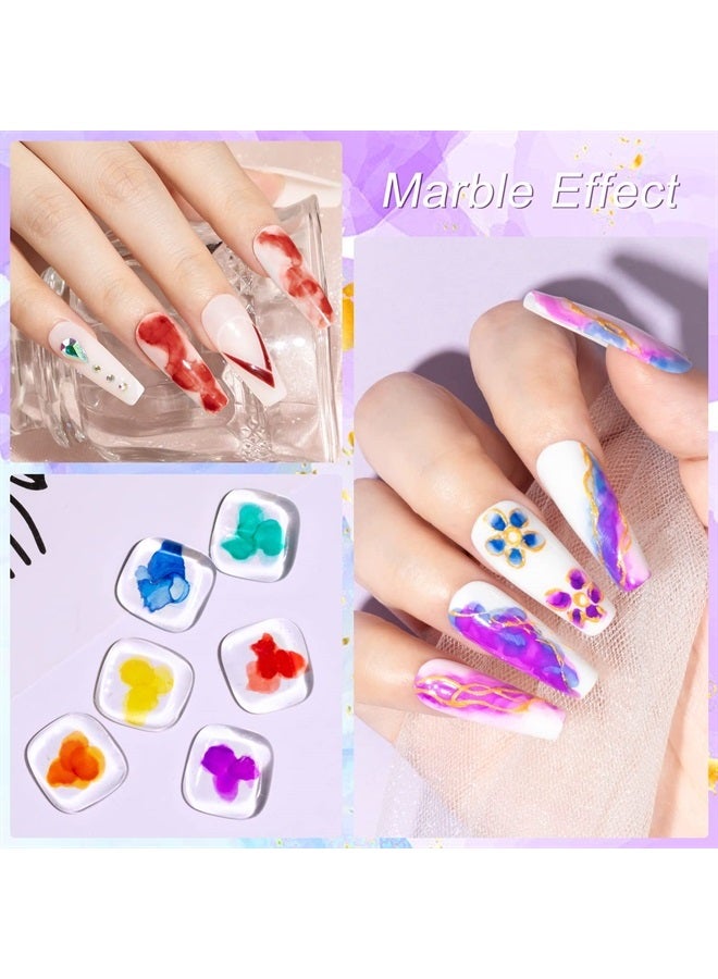 MIZHSE Marble Gel Nail Polish, 12 Colors Blooming Gel Marble Ink Nails Watercolor Magic Blossom Nail Polish For Nail Salon Home DIY 7ml - Image 1