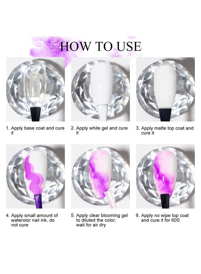 MIZHSE Marble Gel Nail Polish, 12 Colors Blooming Gel Marble Ink Nails Watercolor Magic Blossom Nail Polish For Nail Salon Home DIY 7ml - Image 3