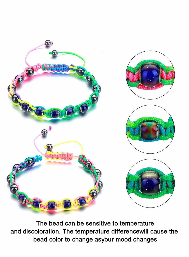 Color Changing Mood Bracelets for Couples & Friends - Adjustable Thermochromic Beads for Kids & Adults, 2 Pieces Set, Dazzling Emotion-Based Design - Image 4