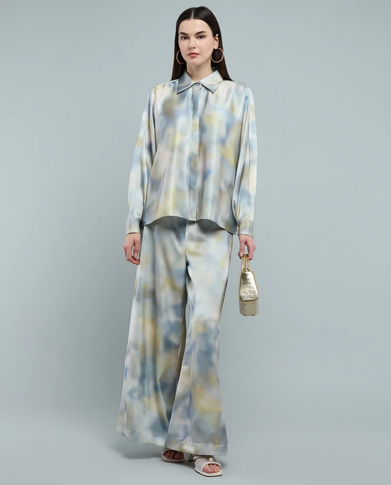 أر أند بي Patterned Shirt with Classic Collar and Long Sleeves