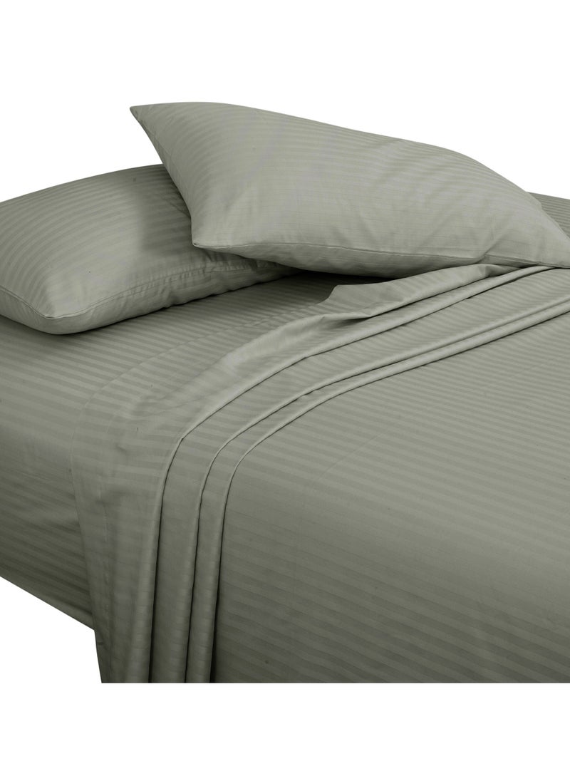Bliss Casa - Bliss Casa 2 Pieces 1cm Stripe Bed Sheets Twin (100x200+30 cm) - Soft Satin Sheet Set with Pillowcases - Deep Pocket, Hotel Collection, Luxury Bedding Set include 1 fitted Sheet, 1 Pillowcase -Grey - Image 1