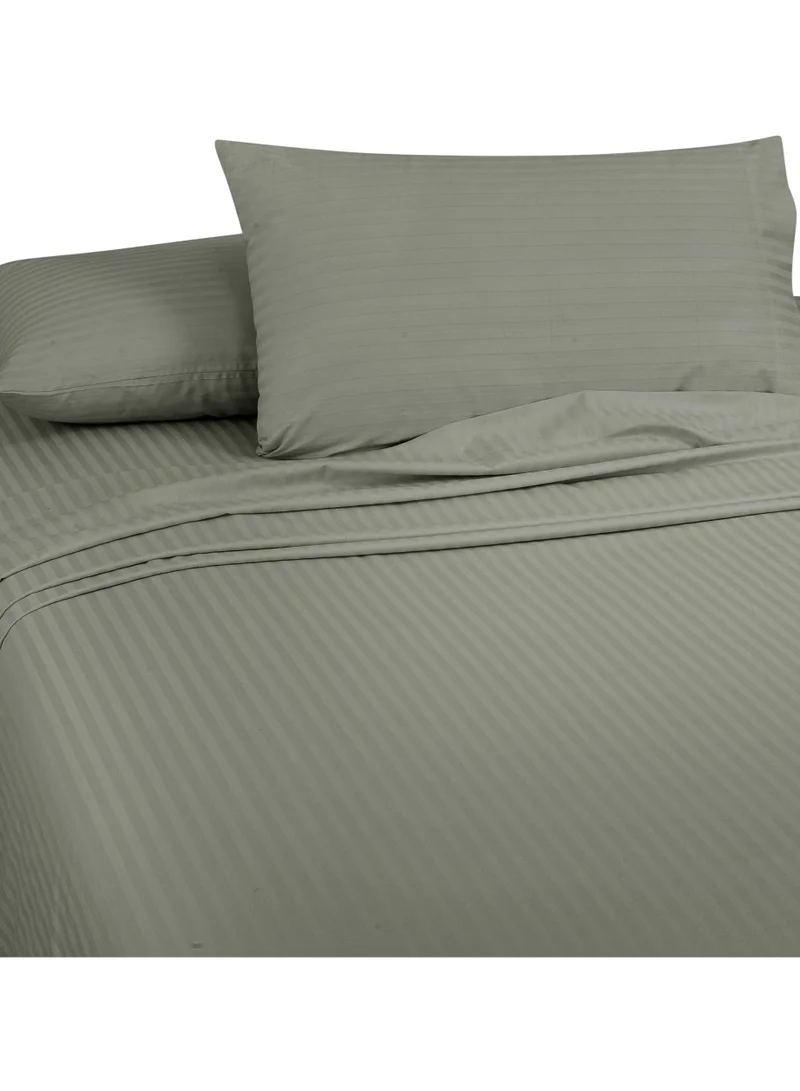 Bliss Casa Bliss Casa 2 Pieces 1cm Stripe Bed Sheets Twin (100x200+30 cm) - Soft Satin Sheet Set with Pillowcases - Deep Pocket, Hotel Collection, Luxury Bedding Set include 1 fitted Sheet, 1 Pillowcase -Grey