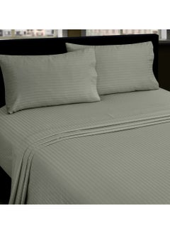 Bliss Casa 2 Pieces 1cm Stripe Bed Sheets Twin (100x200+30 cm) - Soft Satin Sheet Set with Pillowcases - Deep Pocket, Hotel Collection, Luxury Bedding Set include 1 fitted Sheet, 1 Pillowcase -Grey - pzsku/ZF001BF14D6928EAA2722Z/45/_/1726121396/4e8bf3e9-b406-4393-a69a-197ab5634ef1