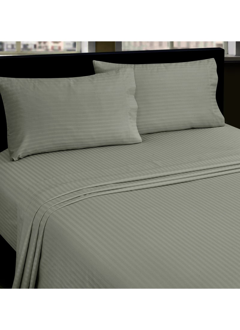 Bliss Casa - Bliss Casa 2 Pieces 1cm Stripe Bed Sheets Twin (100x200+30 cm) - Soft Satin Sheet Set with Pillowcases - Deep Pocket, Hotel Collection, Luxury Bedding Set include 1 fitted Sheet, 1 Pillowcase -Grey - Image 1