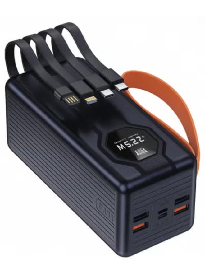 سيليبري باور بانك CE-06 ثنائي المنافذ بسعة 50000 مللي أمبير/ساعة مع إضاءة LED وشحن سريع بتقنية PD بقوة 22.5 واط - مخرج 120 واط، كابلات مدمجة، أسود - Image 1