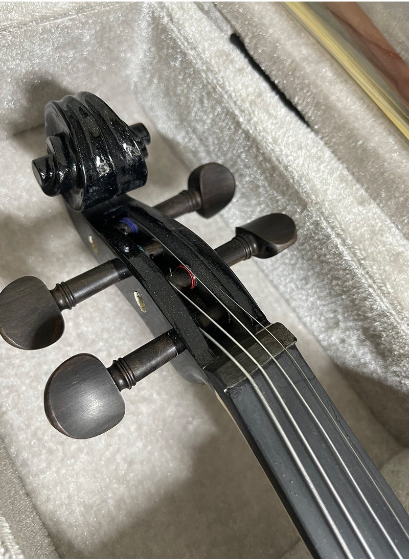 Mike Music - Electric Violin Full Size 4/4, Silent Electric Violin Set, Solid Wood Metallic Electric Fiddle with Ebony Fittings, Black Violin Beginner Kit for Adults Teens - Image 1