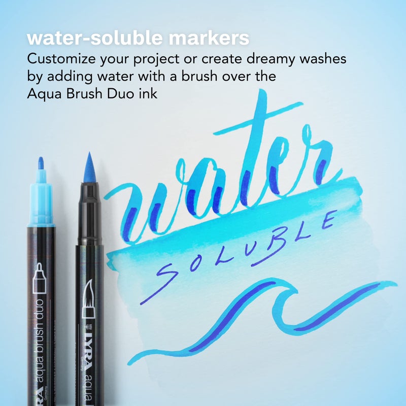 Lyra Aqua Brush Duo Brush Markers - Set of 24 Water-Based Brush Pens for Artists of All Ages - Dual Tip Markers for Fine Details and Wide Strokes - Durable Coloring Markers for Blending Effects - Image 5