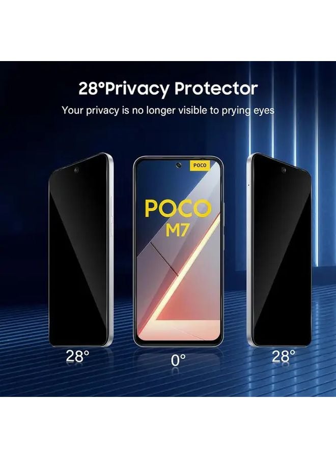 Xiaomi Poco M7 4G واقي شاشة الخصوصية زجاج مقوى 9H علبة من 2 قطعة مع واقي عدسة الكاميرا - Image 2