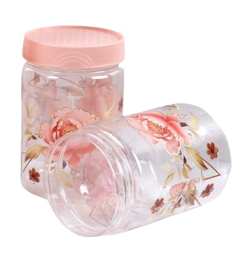 VRISTO Flower Design Printed Airtight container boxes for storage Kitchen Containers and Jar Set Spice Container and Grocery Jar Set of 6 500 ml Pink 8 CM X 8 CM X 12 CM - Image 3