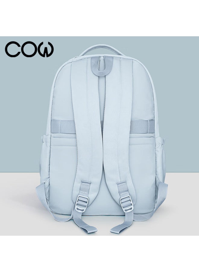 Cow Backpack For Women, Large Capacity School Bag For Middle School And College Students, Casual Laptop Bag With Thin Mesh And Light Blue - Image 1