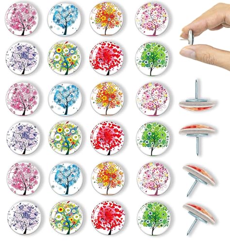 Tandarui Push Pins,Thumb Tacks,Decorative Push Pins,Cute Thumb Tacks and Pushpins for Bulletin Board, Pin Board for Cork Board,Office Decor,or Home Décor (Tree-24) - Image 1