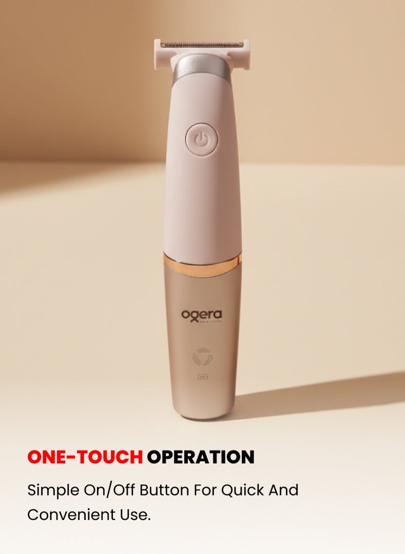 أوجيرا ماكينة حلاقة بيكيني ناعمة | إزالة شعر لطيفة للمناطق الحساسة | مقبض قابل للتحريك 35° | شفرة على شكل T | زر تشغيل/إيقاف بلمسة واحدة | تجربة حلاقة ناعمة وآمنة | ضمان سنتين | OG2600BT | وردي - Image 5
