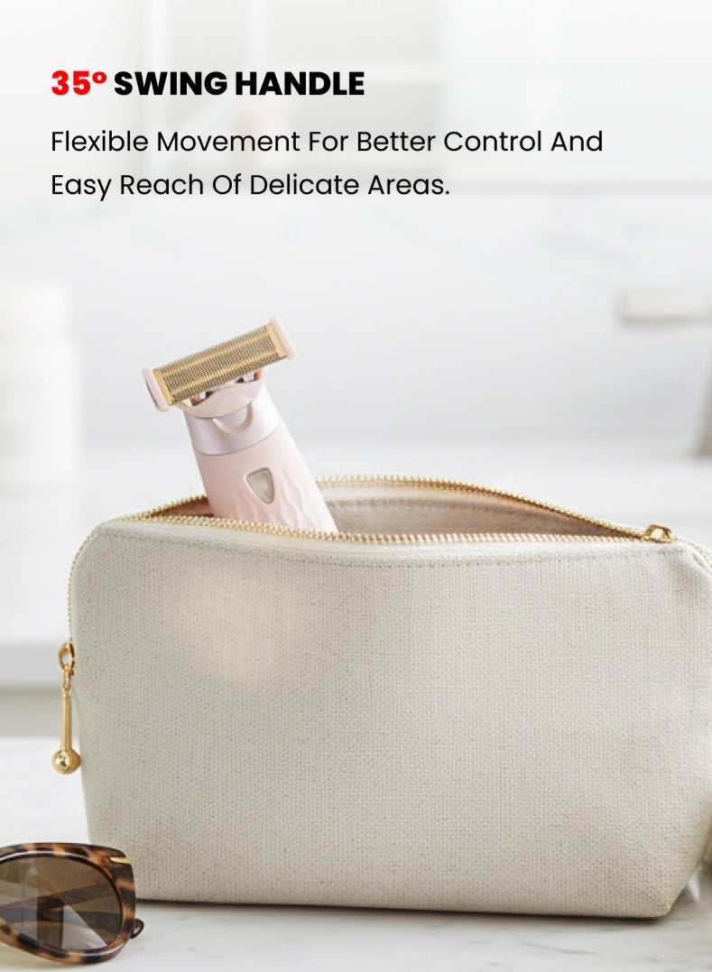 أوجيرا ماكينة حلاقة بيكيني ناعمة | إزالة شعر لطيفة للمناطق الحساسة | مقبض قابل للتحريك 35° | شفرة على شكل T | زر تشغيل/إيقاف بلمسة واحدة | تجربة حلاقة ناعمة وآمنة | ضمان سنتين | OG2600BT | وردي - Image 4