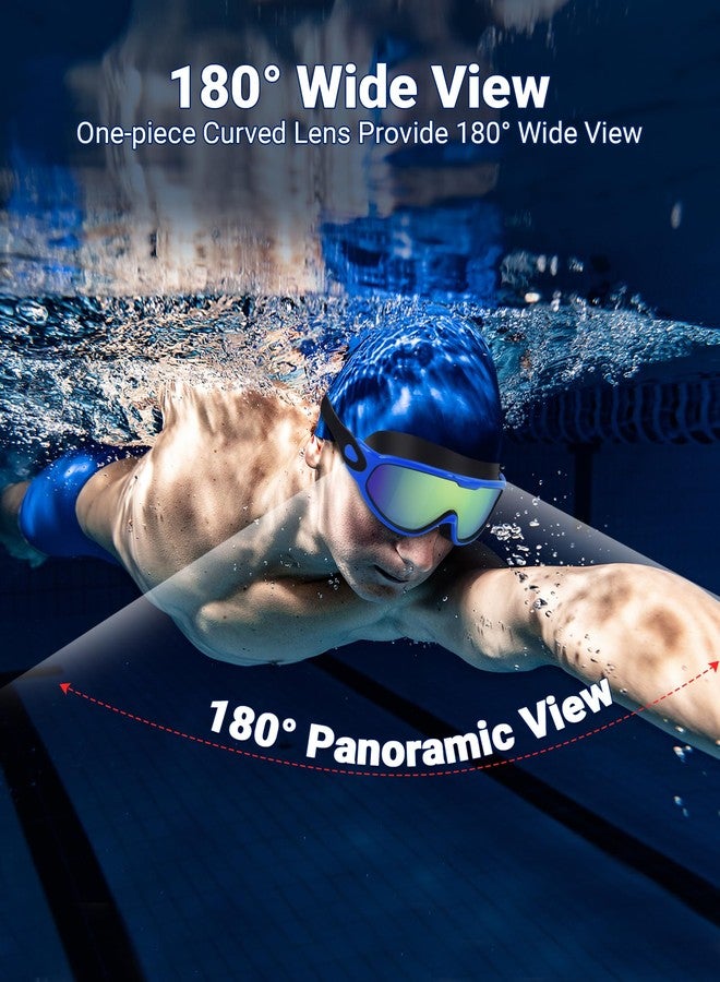 Freela 2 Pack Swimming Goggles for Adult Men Women Youth, 180° Wide View Anti Fog UV Protection Soft Silicone Waterproof No Leak Clear Swim Goggles, Underwater Beach Open Water Pool Goggles Blue Green - Image 4