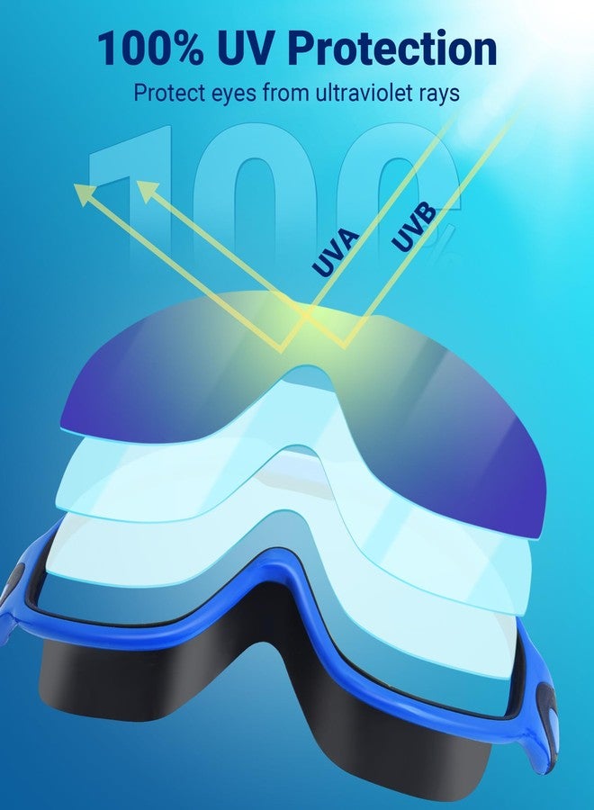 Freela 2 Pack Swimming Goggles for Adult Men Women Youth, 180° Wide View Anti Fog UV Protection Soft Silicone Waterproof No Leak Clear Swim Goggles, Underwater Beach Open Water Pool Goggles Blue Green - Image 2