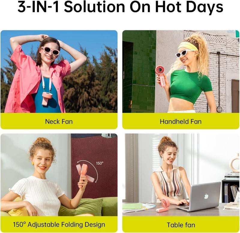 JISULIFE Gizlife Handheld Fan Life 7 - Powerful 5000mAh Battery, 19.5-Hour Runtime, 5 Speeds, LED Display - Image 2