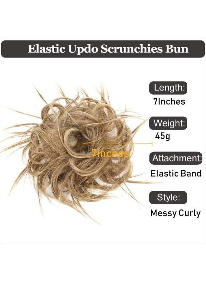 HMD Tousled Updo Messy Bun Hairpiece Hair Extension Ponytail with Elastic Rubber Band Updo Ponytail Hairpiece Synthetic Hair Extensions Scrunchies Ponytail Hairpieces for Women(Tousled Updo Bun, 12H24 - Image 2