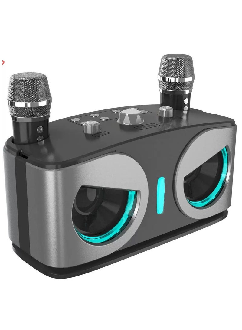 Owl-Shaped Wireless Bluetooth Speaker with Dual Mic Karaoke & LED Light Show – 4 Drivers, AI Voice Effects, Portable Outdoor Party Sound System,Black - Image 1