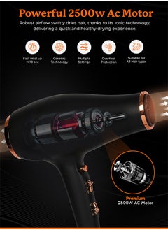 Couture Hair Pro Professional Ionic Hair Dryer 2500 Watts with Powerful Ac Motor - Ultimate Fast Hair Drying  - Image 1