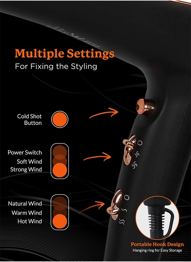 Couture Hair Pro Professional Ionic Hair Dryer 2500 Watts with Powerful Ac Motor - Ultimate Fast Hair Drying  - Image 4