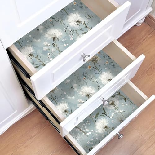 lenify Dandelion Floral Peel and Stick Wallpaper Flower Contact Paper 16.9inch x 118.1inch Vintage Wallpaper Floral Self Adhesive Decorative for Bedroom Blue Flower Removable Wall Paper - Image 5
