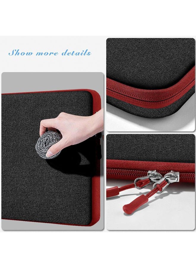 Hseok Laptop Case 14 inch Sleeve with Additional Case, Rainproof & Shockproof Carrying Laptop Cover Portable PC Sleeve Computer Bag for 14" MacBook, HP, Dell Lenovo, Asus, Acer ，Black-red - Image 4